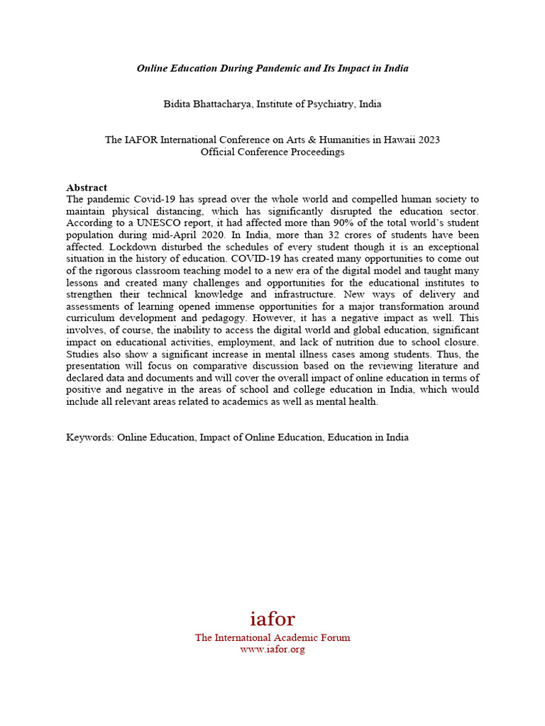 Impact of Online Education in India | PDF | Educational Technology