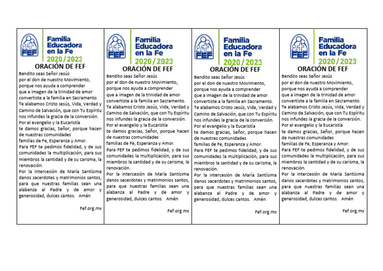 ORACIÓN DE FEF Corregido | PDF | eucaristía | Gracia divina