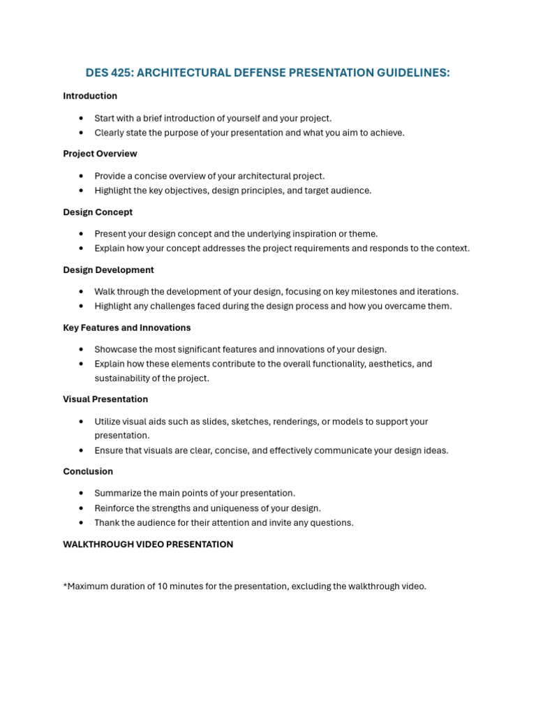 DES 425 - Defense Guidelines and Rubrics | PDF | Design | Creativity