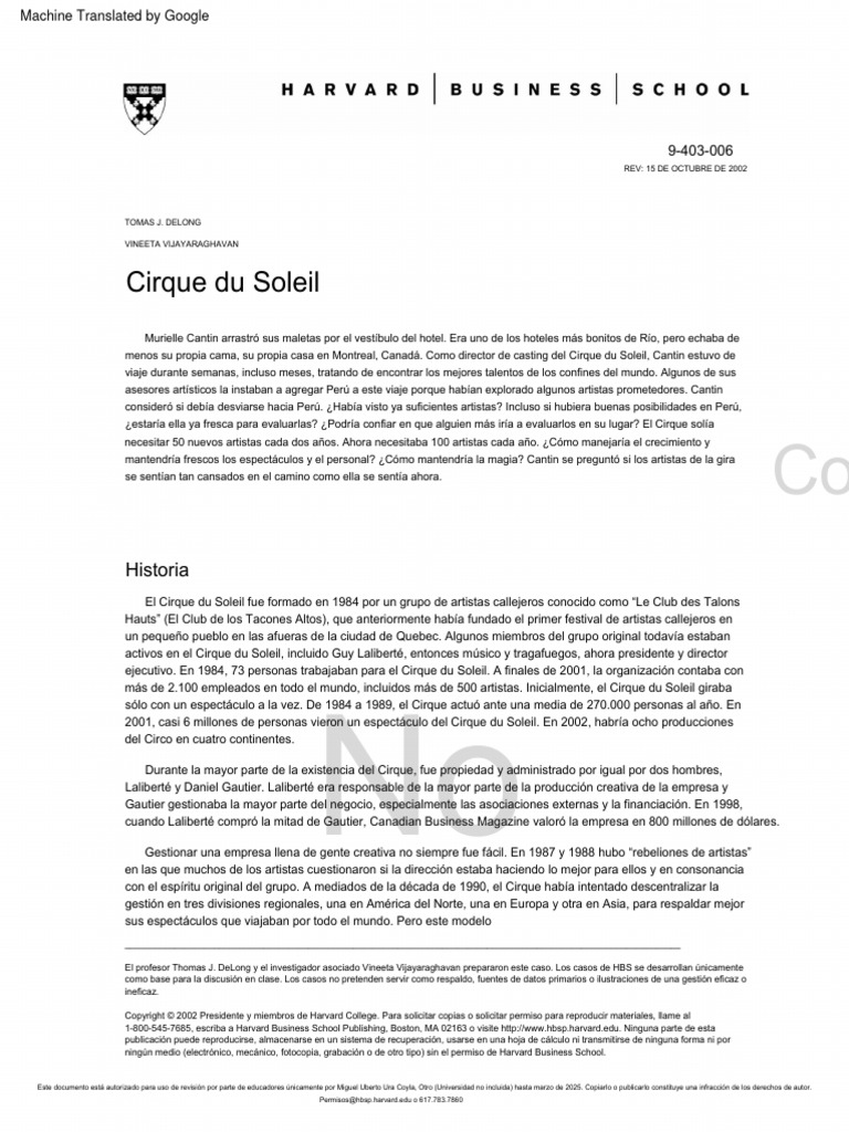 Cirque Du Soleil (Traducc) | PDF