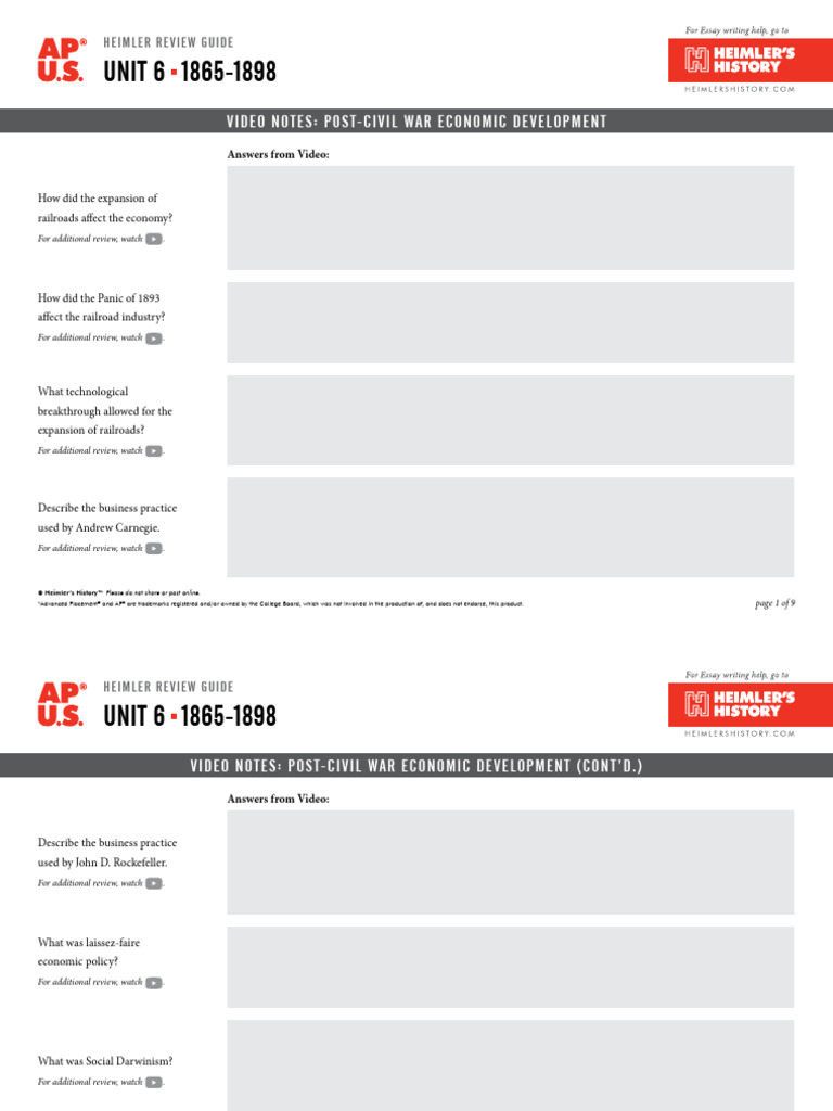 AP US HRG Unit 6 Noteguide | PDF | Advanced Placement | Economies
