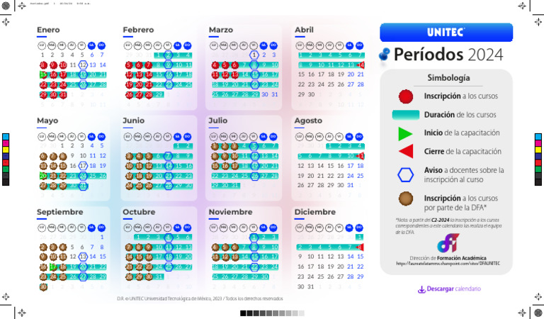 Calendario Cursos UNITEC 2024 | PDF