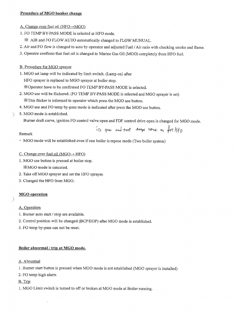 Procedure of mgo bunker change pdf