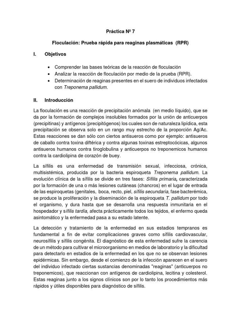 P07 - F02. - Prueba Rápida para Reaginas Plasmáticas (RPR), Prueba de ...