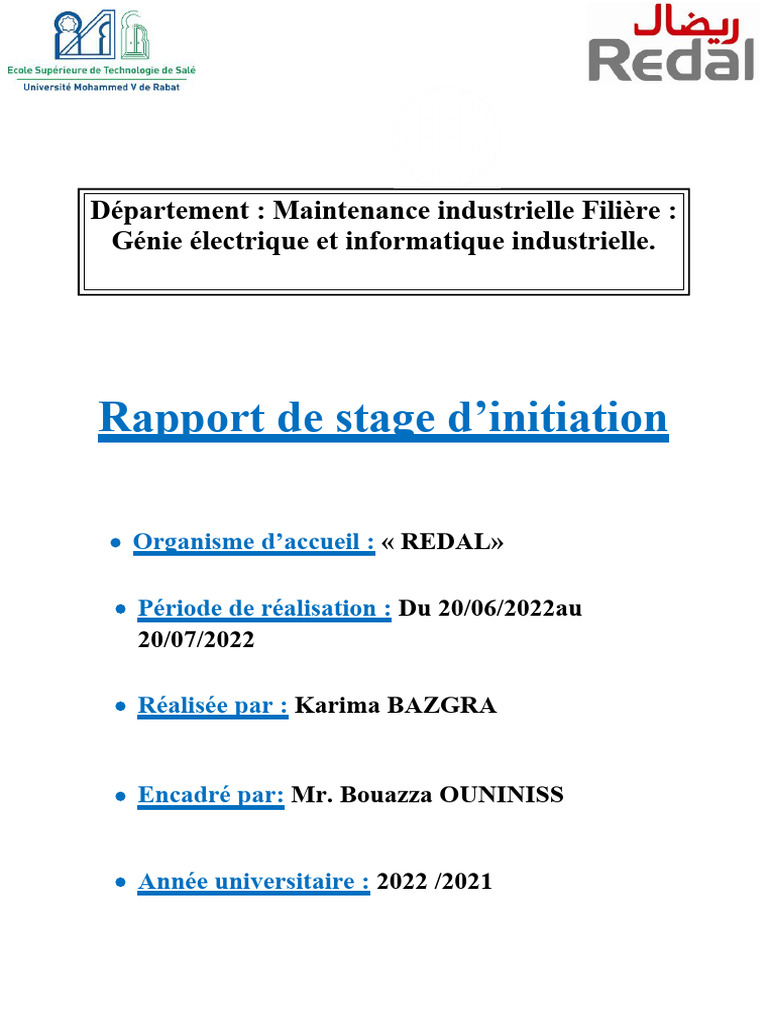 Rapport de stage chez REDAL 2022 | PDF | Stockage de l'énergie ...