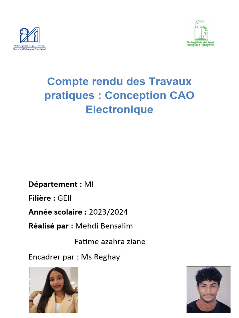 Compte Rendu Des Travaux Pratiques CAO | PDF | Électronique | Informatique