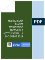 Seguimiento Plan Estrategico Sectorial a Diciembre 2021