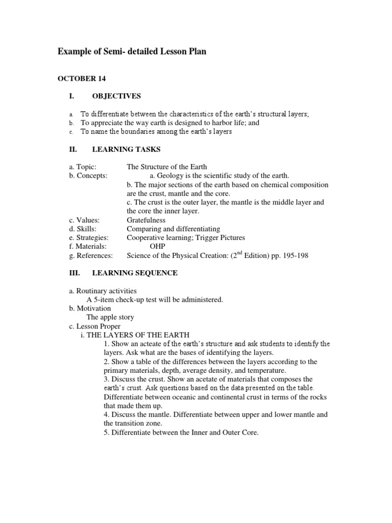 Lesson Plan | PDF | Mantle (Geology) | Crust (Geology)