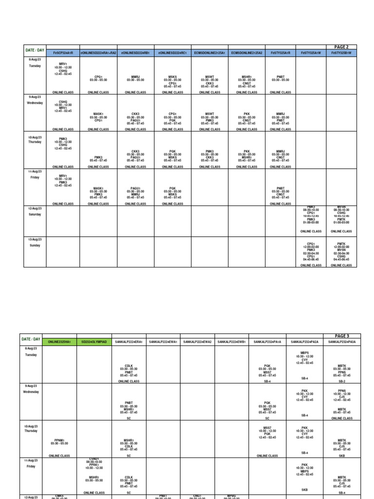 Date / Day | PDF