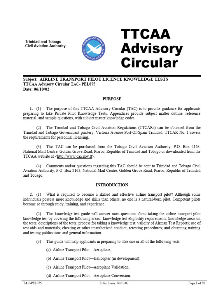 Airline Transport Pilot Test Guide | PDF | Meteorology | Aviation