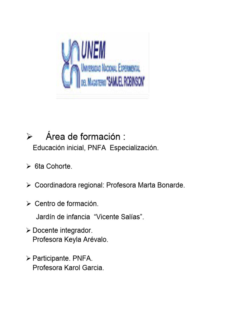 Educación Inicial 6ta Cohorte PNFA | PDF | Salud y bienestar | Estilo ...
