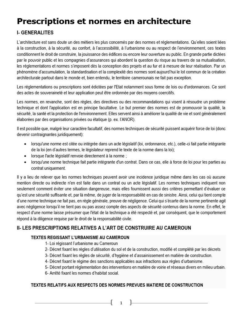 Normes et Réglementations en Architecture | PDF | Loi | Urbanisme