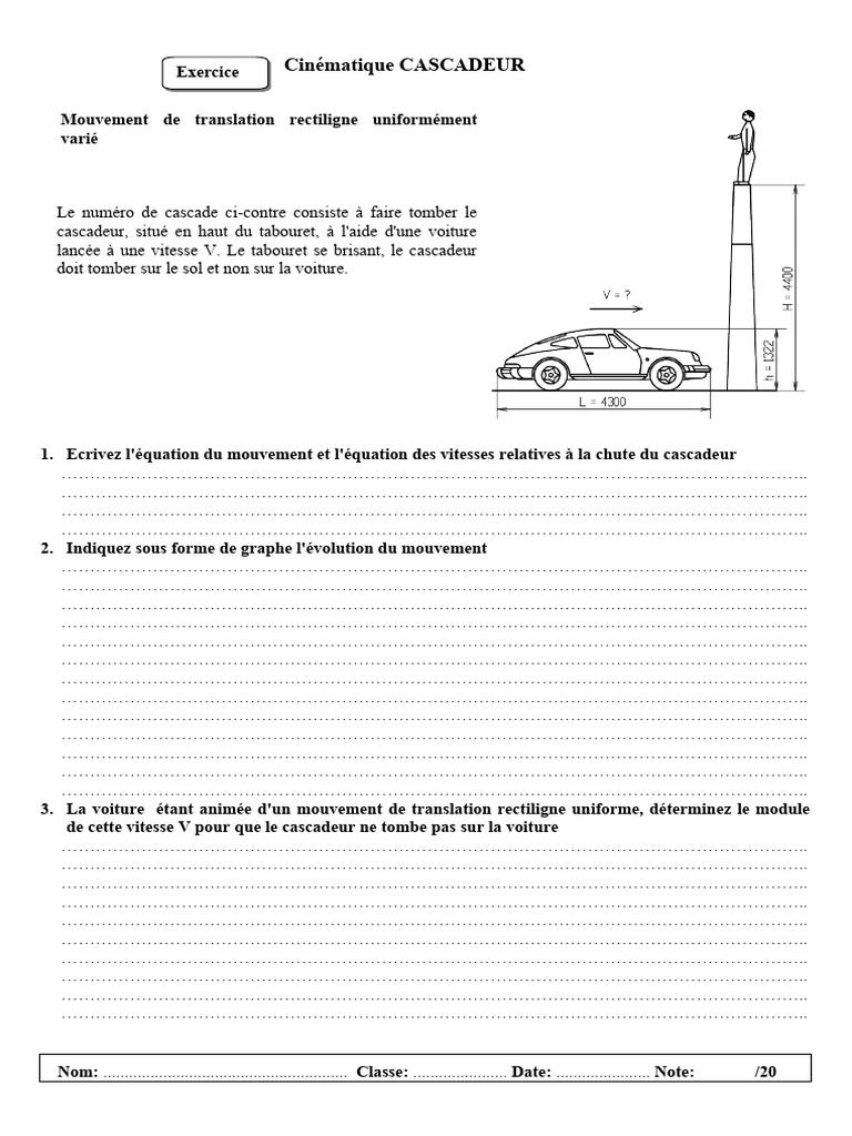 Cinématique du Cascadeur en Voiture | PDF | Cinématique | Euclide