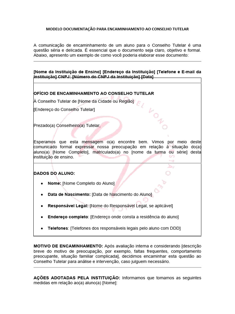 Modelo de Ofício para Conselho Tutelar | PDF | Comunicação | Informação