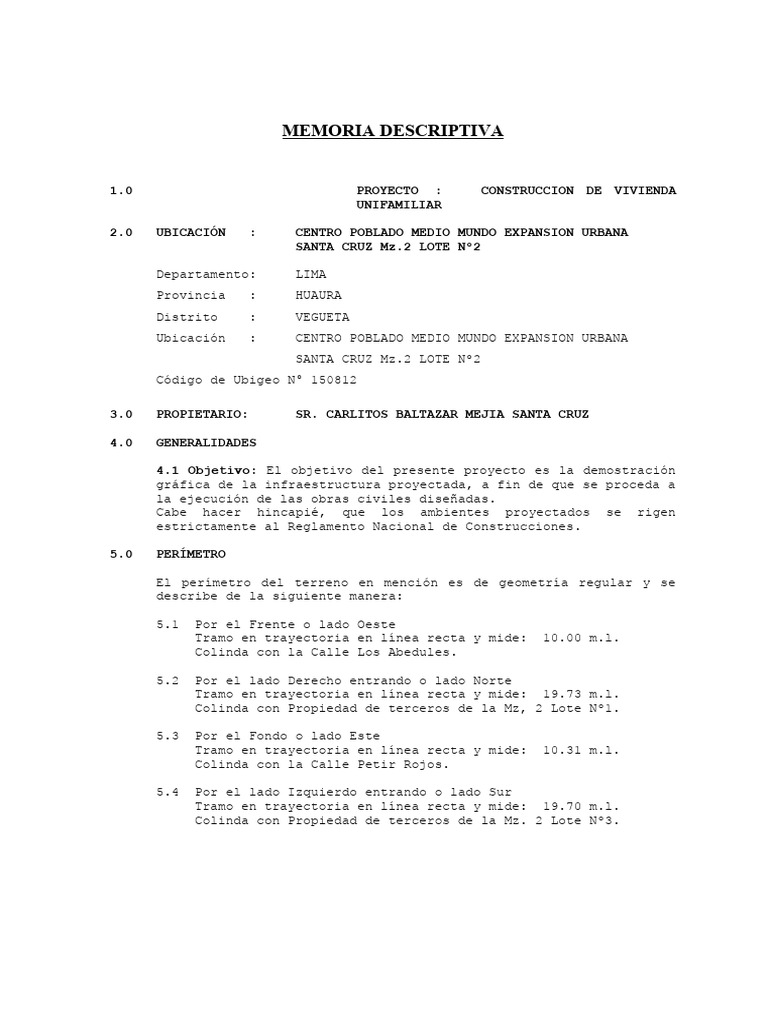 Construcción de Vivienda Unifamiliar en Lima | PDF | Fundación ...
