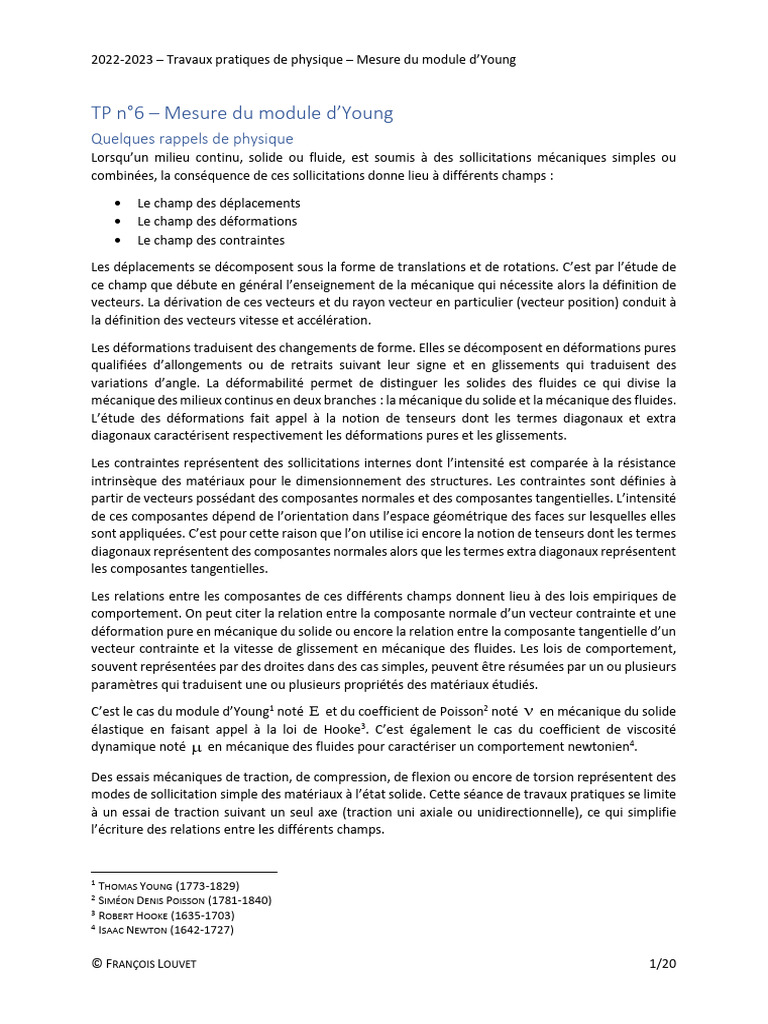 Mesure du module d'Young en TP de physique | PDF | Élasticité (Physique ...