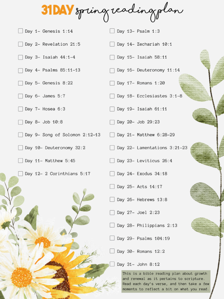 Spring Bible Reading Plan | PDF