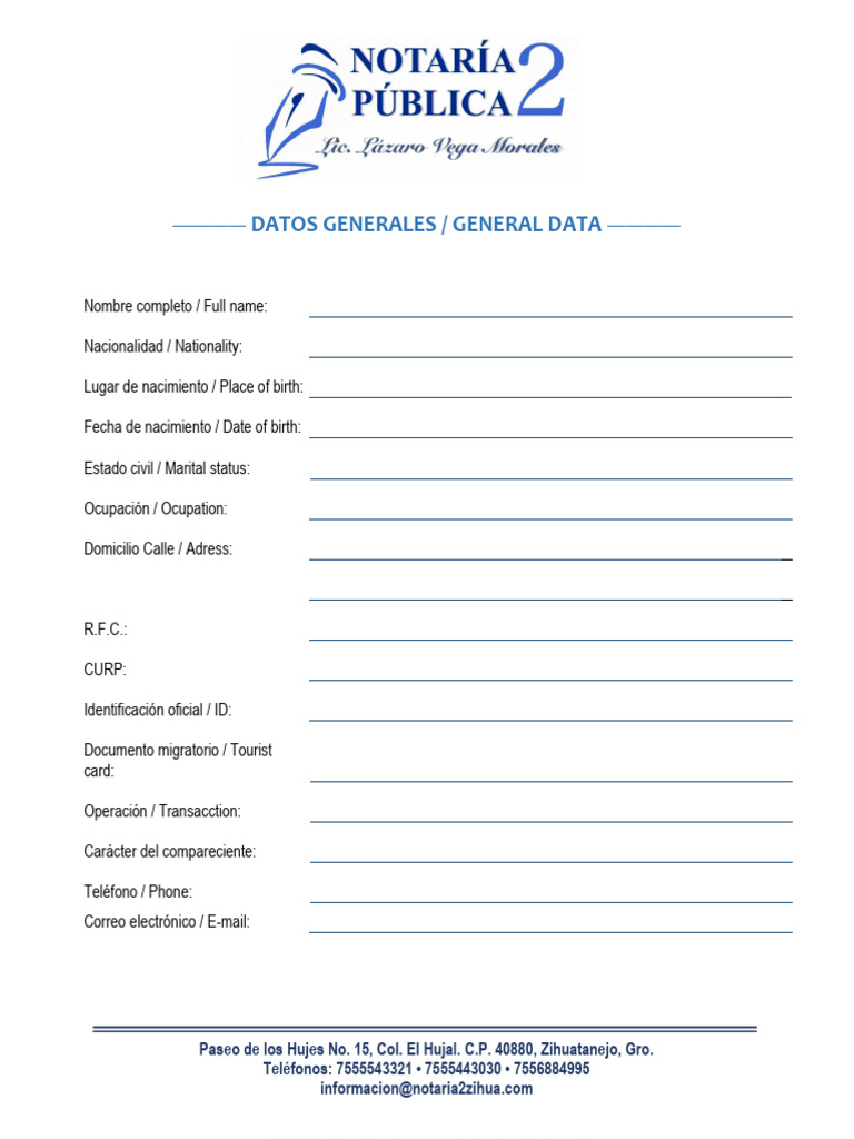 Datos Generales Notaría Zihuatanejo | PDF