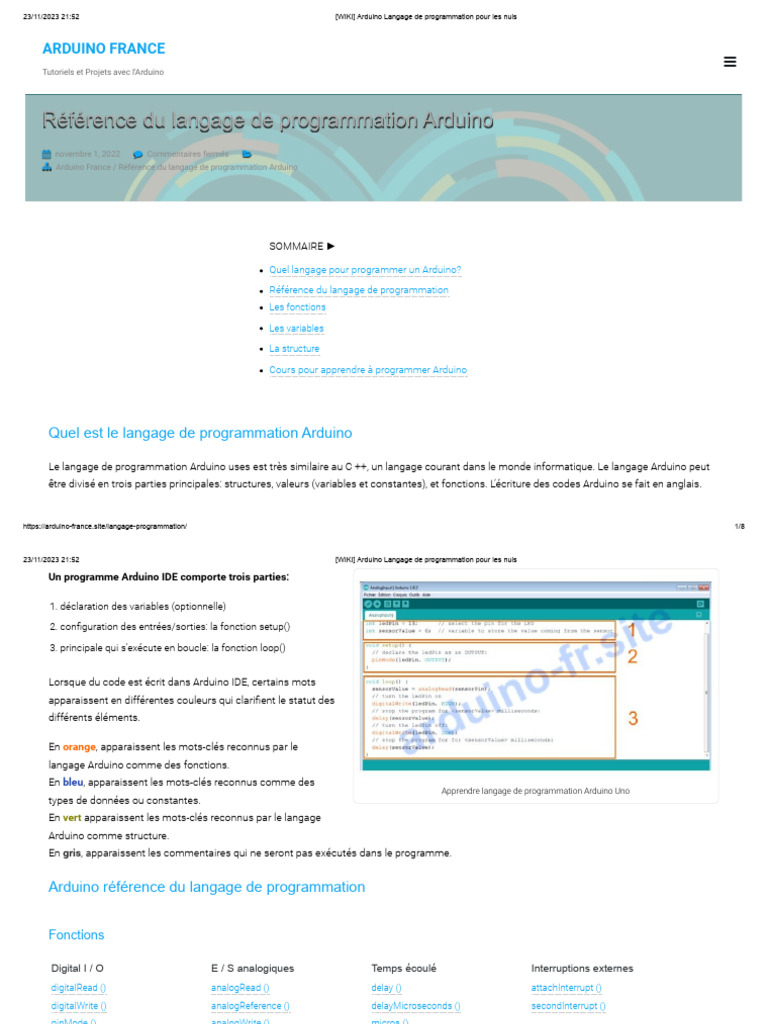 Guide du langage Arduino pour débutants | PDF | Programmation ...