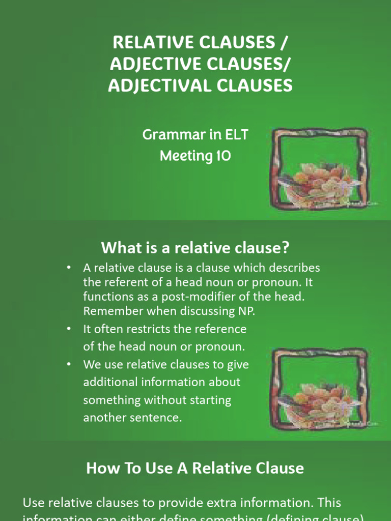 Understanding Relative Clauses in Grammar | PDF | Clause | Pronoun