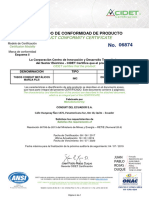 Certificado 06874F FUJI IMC RETIE CONDUIT