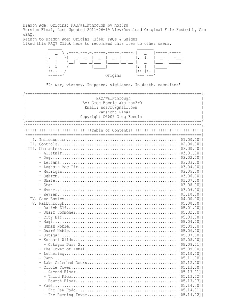Dragon Age Origins Guide | PDF | Leisure