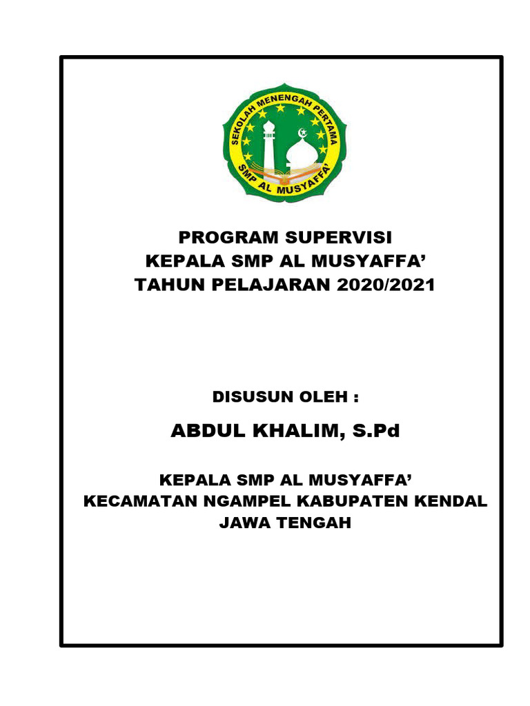 Program Supervisi SMP Al Musyaffa' 2020/2021 | PDF