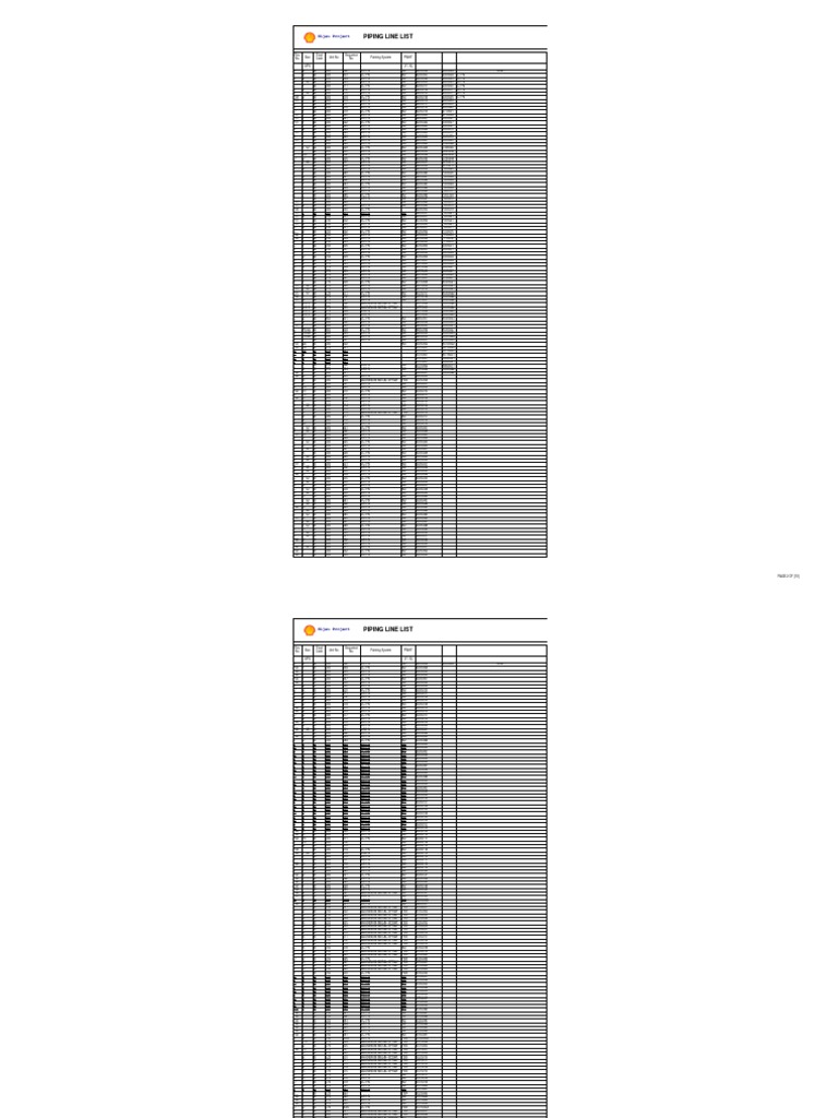Pd3000020 Piping Line List Rev f04 Search PDF Physical Sciences
