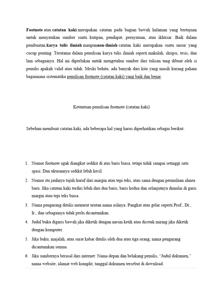 Panduan Penulisan Footnote yang Benar | PDF