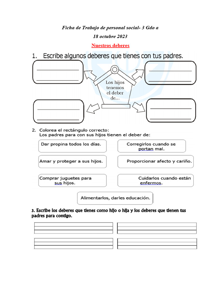 Ficha de Trabajo de Personal Social 18 Oct | PDF