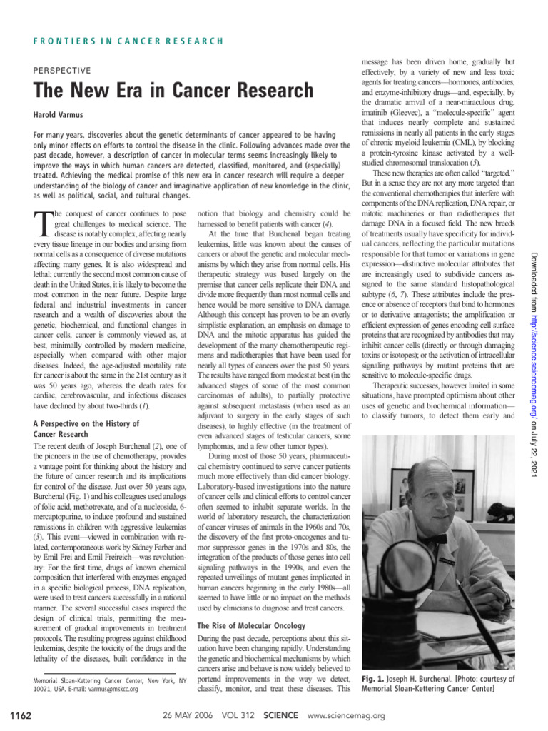 The New Era in Cancer Research | PDF | Cancer | Oncogene