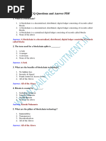 Block Chain MCQ Questions and Answer PDF