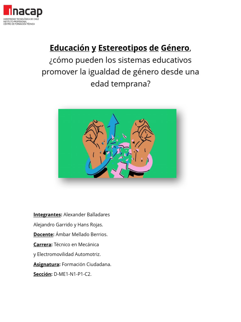 Igualdad de Género en Educación | PDF | Igualdad de género | Estudios ...