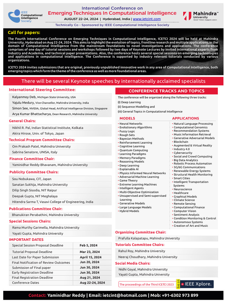 ICETCI 2024: Call for Papers | PDF | Artificial Intelligence ...