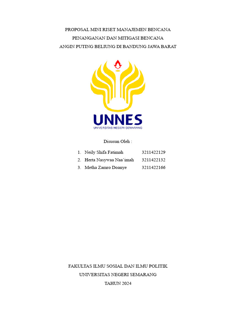 Proposal Mini Riset Manajemen Bencana-Angin Puting Beliung | PDF