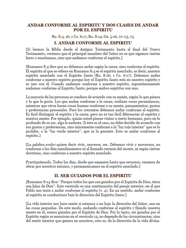 21 Andar Conforme Al Espiritu Y Dos Clases De Andar Por El Espiritu