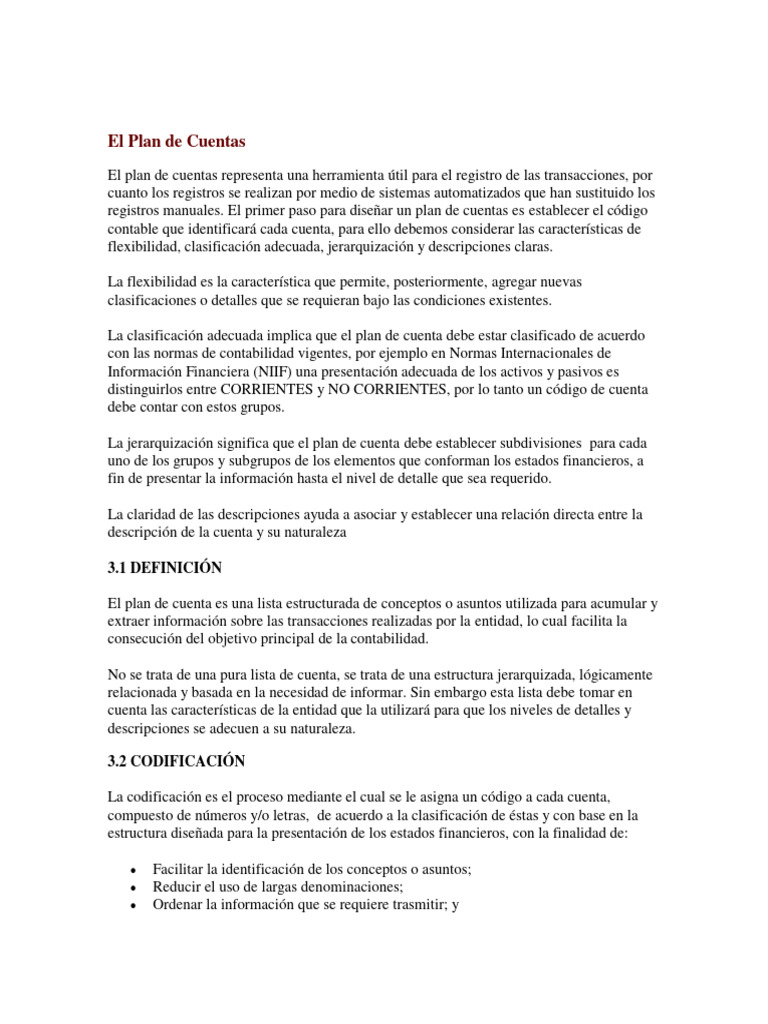 Pasos para un Plan de Cuentas Contable | PDF | Contabilidad | normas ...