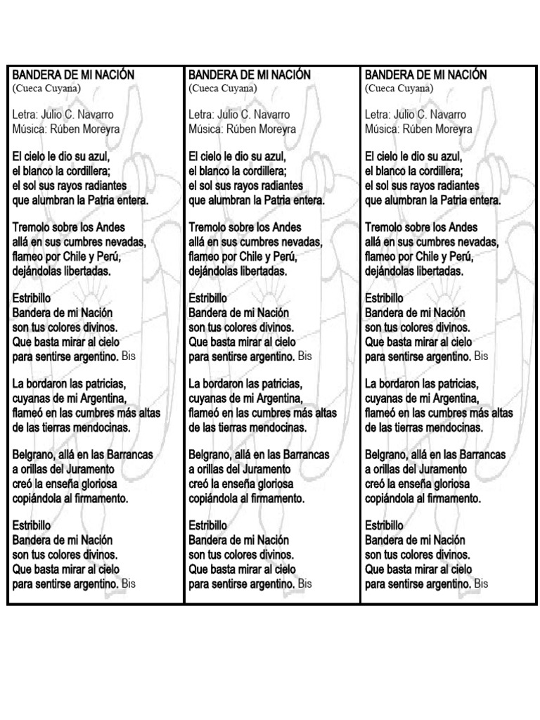 BANDERA DE MI NACIÓN Letra | PDF | Bandera | Símbolos nacionales