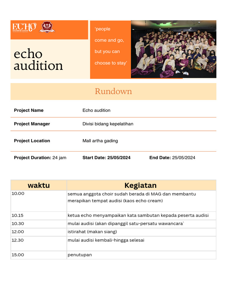 Audisi Echo di Mall Artha Gading | PDF
