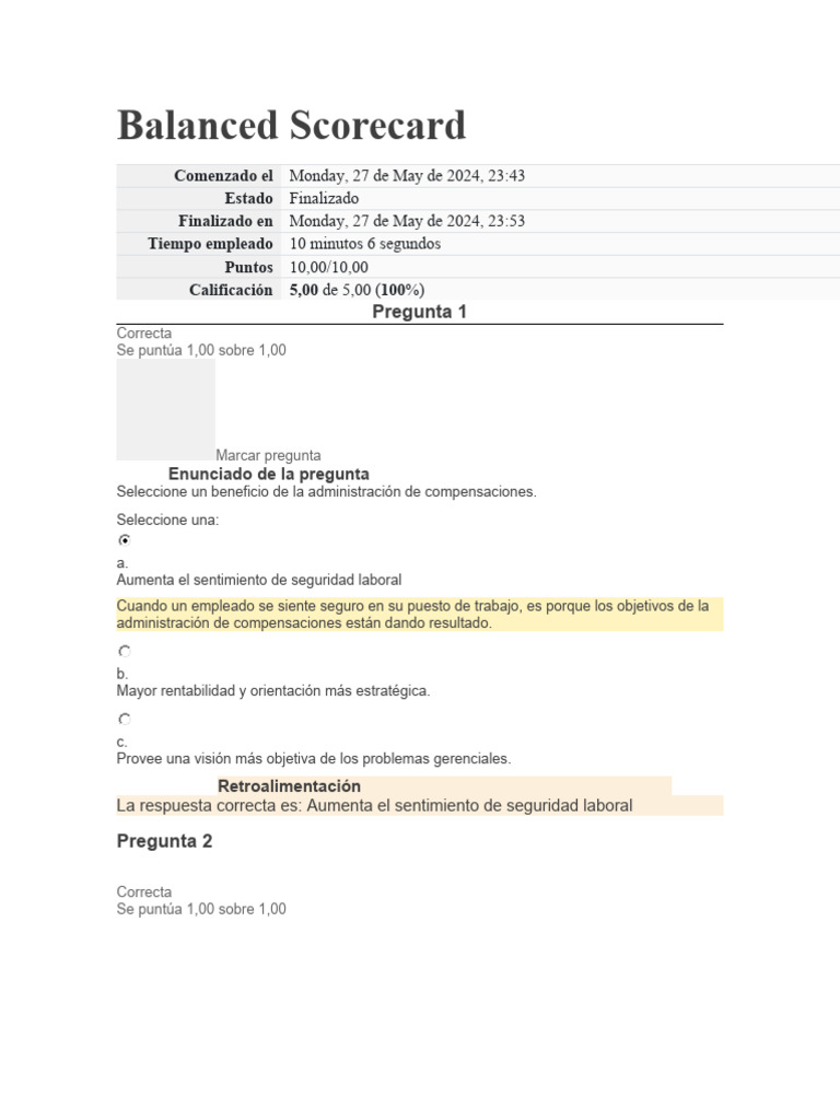 Beneficios y Perspectivas del Balanced Scorecard | PDF | Business ...
