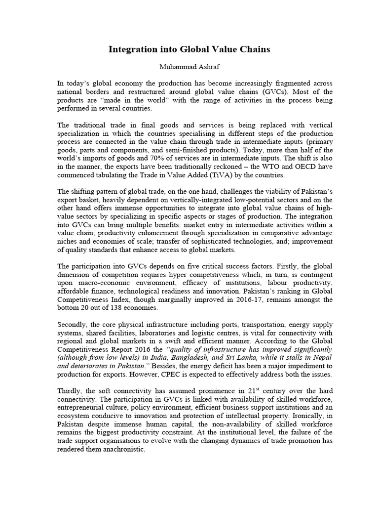 10 Integration Into Global Value Chains | PDF | Exports | Tariff