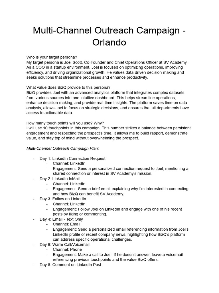 Multi Channel Outreach Campaign Pdf Linked In Analytics