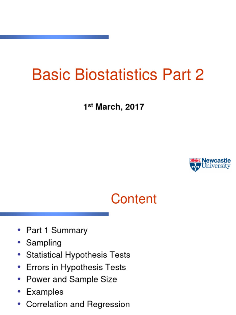 Biostatistics: Sampling & Hypothesis Testing | PDF | Statistical ...