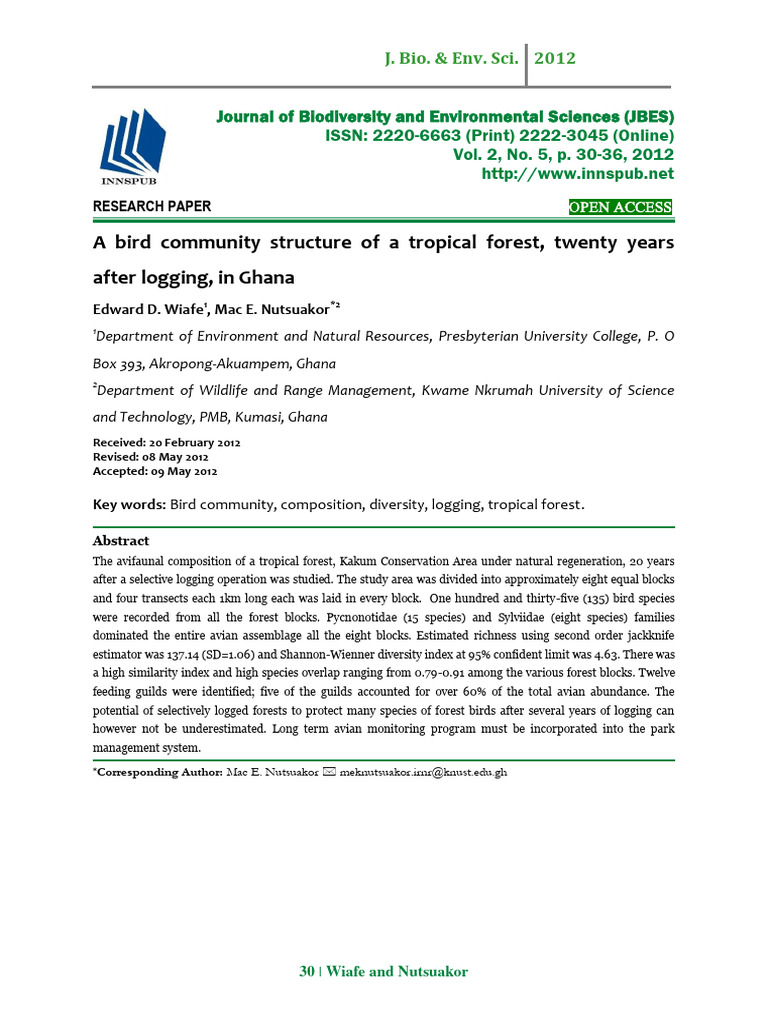 A Bird Community Structure of A Tropical Forest, Twenty Years After ...