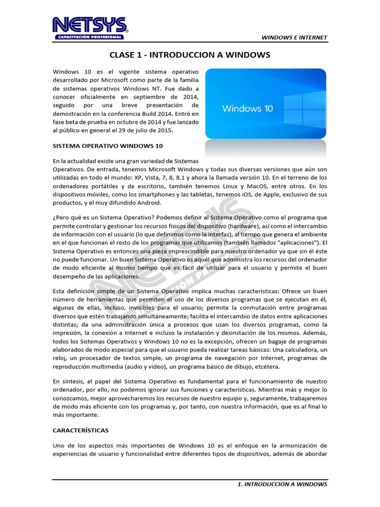 Material de Apoyo - Introducción A Windows 10 | PDF | Windows 10 ...