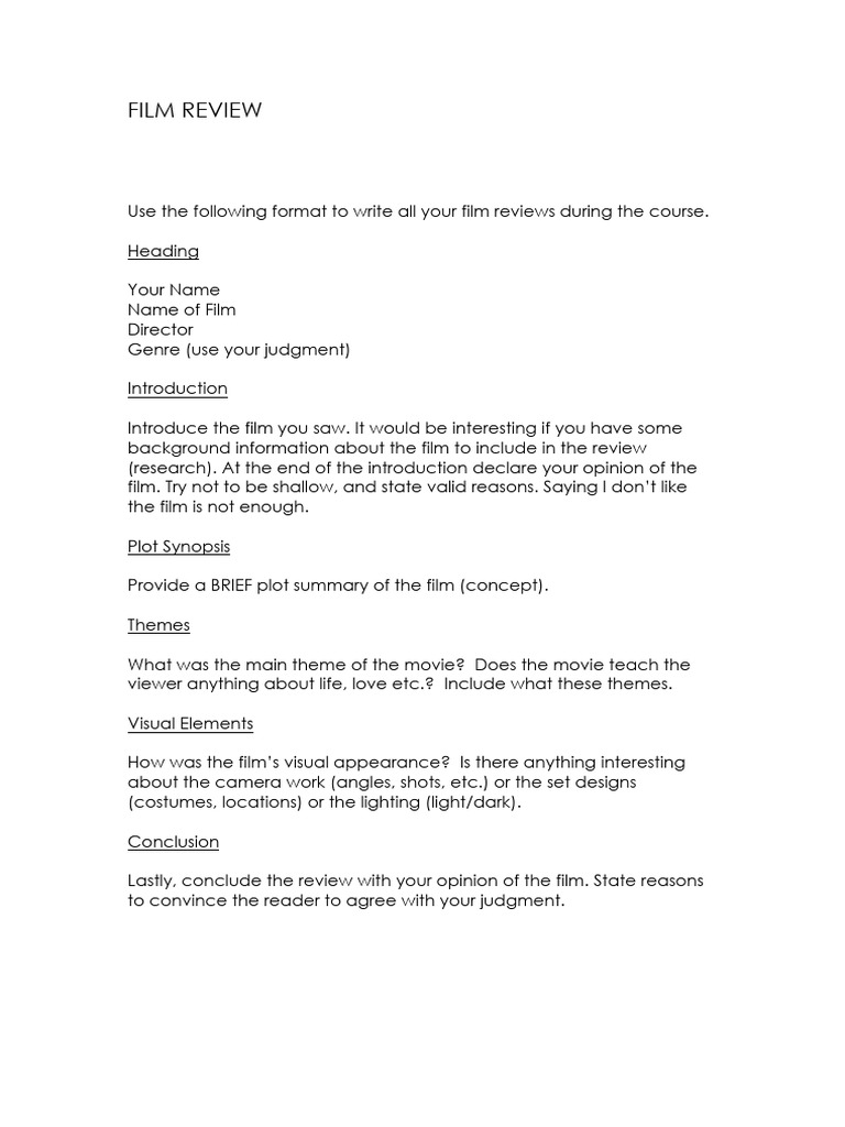 Film Review Structure Guide | PDF | Games & Activities | Language Arts ...