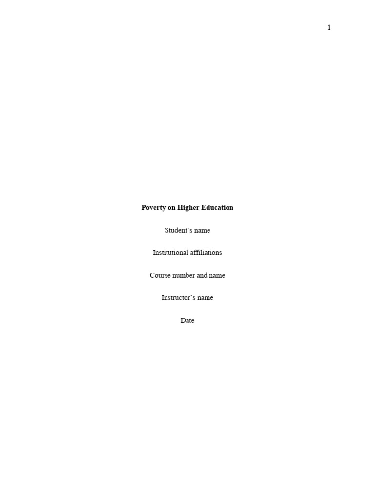 Impact of Poverty on Higher Education Access | PDF | Poverty | Poverty ...