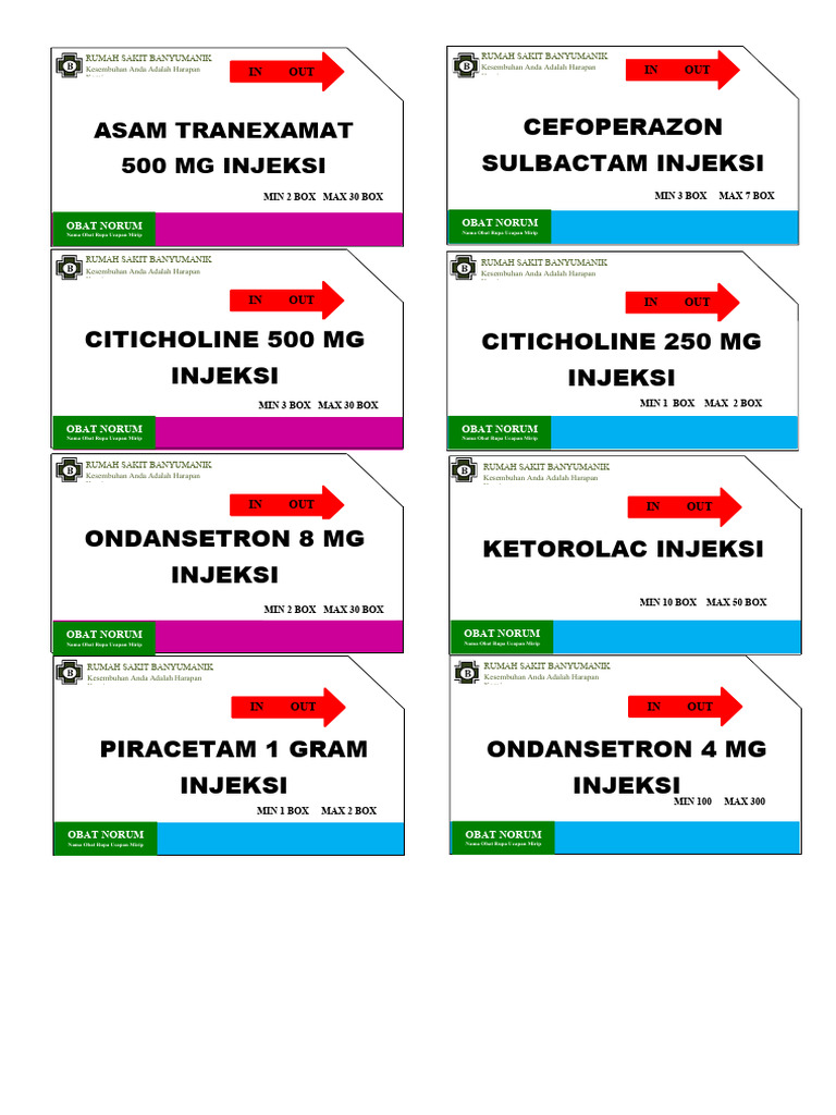 Daftar Obat Injeksi Rumah Sakit | PDF