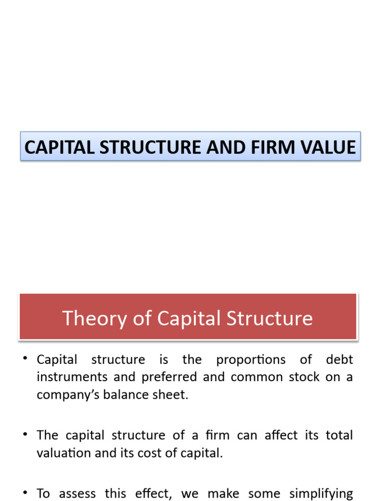 Capital Structure and Firm Value | Download Free PDF | Capital ...