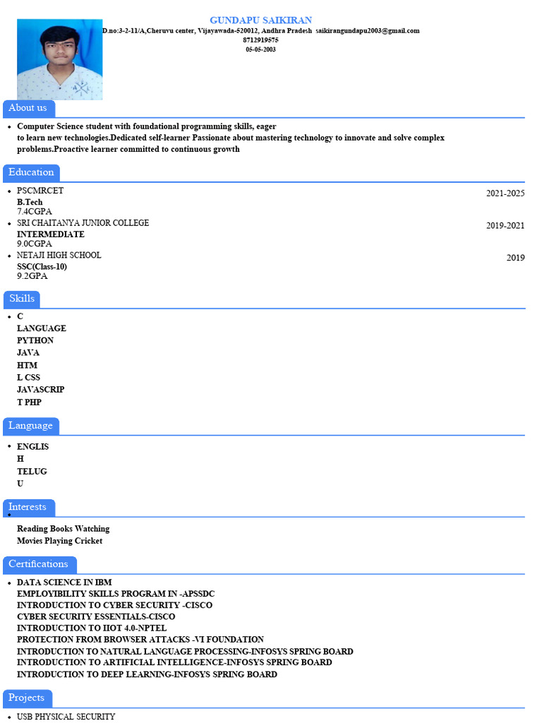 Computer Science Student Profile | PDF | Art | Computers